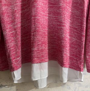 Pink V-Neck Layered Top