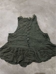 Kendall &amp; Kylie olive green peplum sleeveless top.