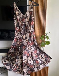 Brown Printed Dress - S:- 34-36
