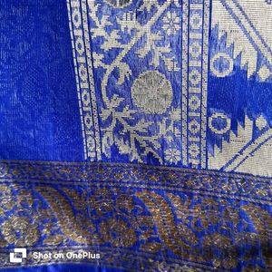 Elegant Blue Banarasi Saree Hardly Worn Once