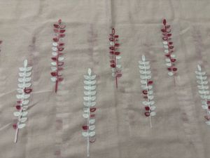 Delicate Embroidered Scarf -Pink with Leaf Design