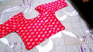 Red Blouse with Gold Print