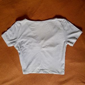 Striped Lilac V-Neck Tee