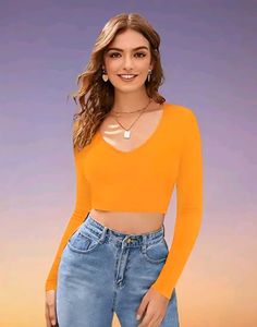 Yellow Long Sleeve Crop Top
