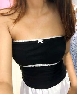 Y2k Black Coquette Tube Top