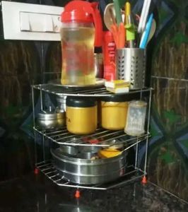 Stainless Steel Floor Mount Kitchen Corner Shelf