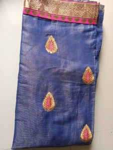Blue Embroidered Saree