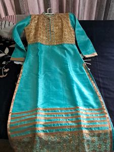 A- Line Sea Green Party Wear Kurta