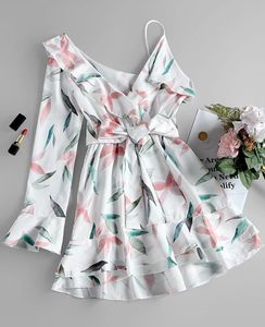 Floral Print Asymmetrical Romper