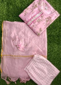 Beautiful Pink Cotton Kotta Doria Appliq Work