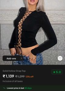 NEWME Black Strappy Tie Up Top