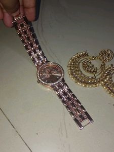 Golden Earrings With New 9gem Watch