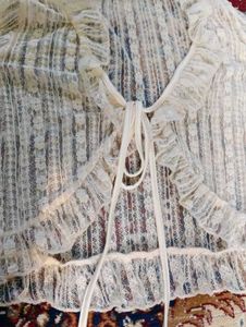 Lace Ruffle Tie Front Top / shrug