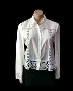 Zara Lace Trim White Shirt