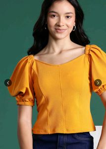 Dressberry Sweetheart Neck Puff Sleeve Top