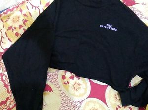 Black 'The Bright Side' Cropped Long Sleeve