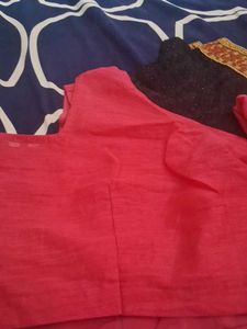 Rose With Navi Blue Georget Designer Saree