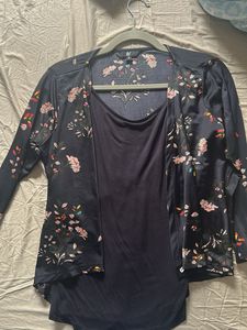 Floral Print Cardigan & Tank Top Set