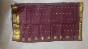Stunning Coffee Brown Saree with Golden Designs