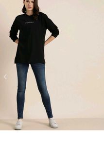 Typographic Print Crew-neck Oversized T-shirt