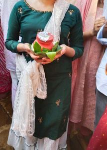 Green Embroidered Kurta Set