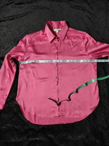 🌸Pink Satin Button-Down Shirt