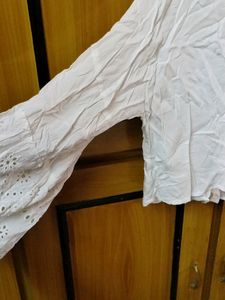 White Crop Top With Full Hand Sleeves