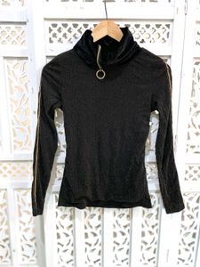 Golden Glam Glitter High Neck Top D