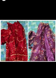 Elegant Purple &amp; Gold Embroidered Kurta Set