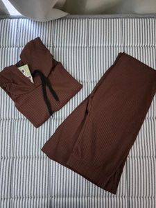 Brown Ribbed Lounge Set