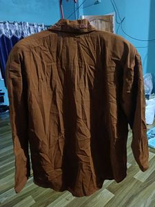 Vintage Brown Embroidered Button-Down Shirt