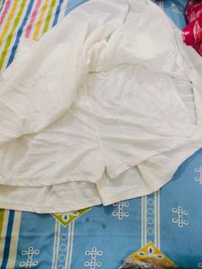 White Flared Skirt With Attached Shorts