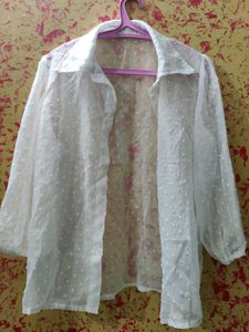 White Sheer Placket Blouse