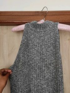 Turtle Neck Bodycon Dress With Side Slits