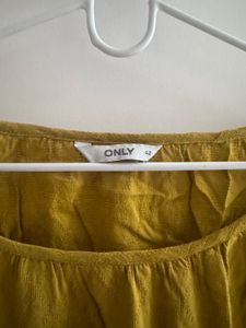 Mustard Yellow Lace-Detail Peplum Top