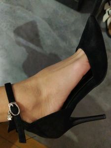 Black Pencil Heels With Ankle Straps