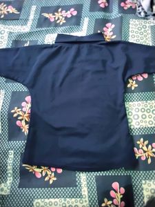 Full sleeves High Neck Navy blue Top For Girls