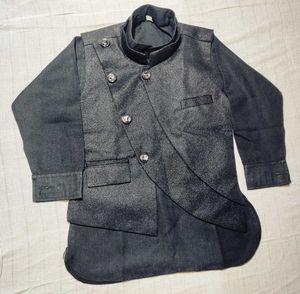 Stylish Charcoal Gray Formal Shirt & Vest Set