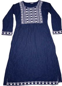 Elegant Navy Blue Embroidered Kurta Set