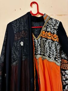 Orange &amp; Black Anarkali