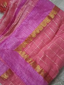 2 Sarees Red Banarasi N Pink Saree