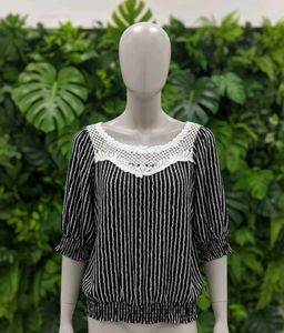 Striped Blouse with Lace
