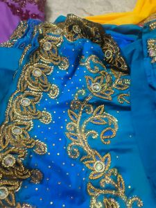 Elegant Blue Embellished Saree