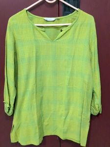 Lime Green Plaid Tunic Top