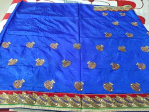 Royal Blue Sari With Stitch Blouse