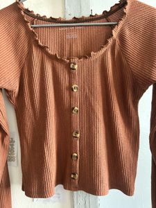 waffle knit crop top 🤎