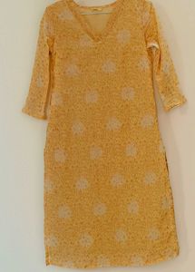 V Neck Yellow Kurti