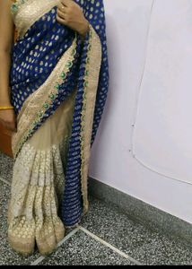 Wedding Saree With Golden Blouse
