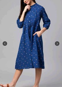 Blue Printed Dress. (34-36)