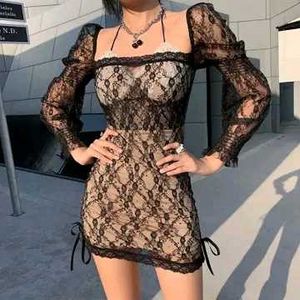 Black Sheer Lace Mesh Mini Dress🖤